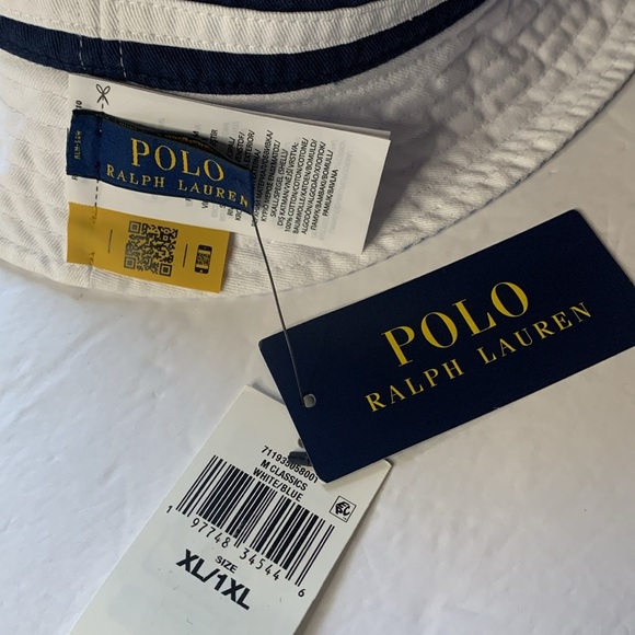 ✔️sold Polo Ralph Lauren Bucket Hat Reversible Seersucker XL New - Picture 10 of 10